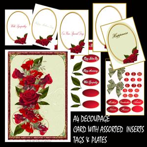 Red Roses A4 Kit Includes Multiple Inserts,sentiments& Nos