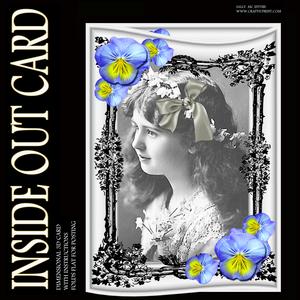 Inside Out Vintage Girl with Pansie 3D