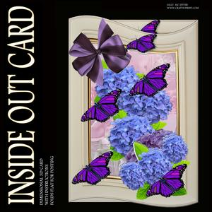 Inside Out Card Purple Butterflies and Hydrangers