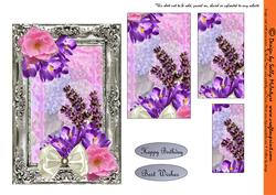 Silver Frame Pyramid Card Camilia and Lavender