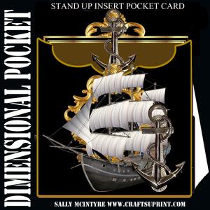 Dimensional Insert Pocket Folded Card Ship Shape