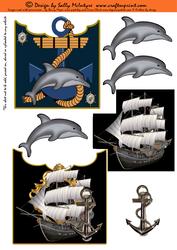 Nautical Card Fronts with 3D Elements