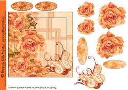 All Pretty in Apricot Vintage Roses Decoupage with Greeting
