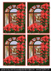 Poinsettia and Santa in the Window Toppers