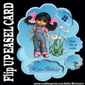 Flip Up Easel Card,girl Stuff, with Sentiments and Numbers