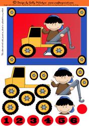 Boys and Their Trucks Age Card 1-6 and Blank 3D