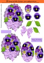 Pansies 2 Card Sheet Step by Step and Pyramid
