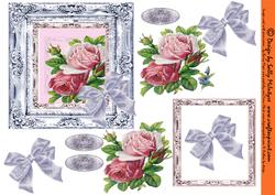 Vintage Roses in a Nest of Silver Frames with 3D