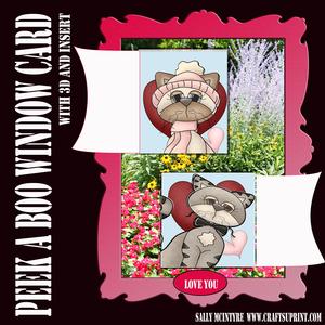 Peek a Boo 3D Window Card Love Cats with Insert