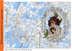 Blossom and Pansies Insert or Quick Print and Fold Card
