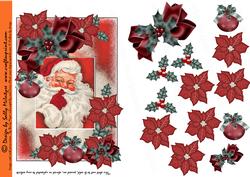 Ssshhh Santa Red Poinsettia Holly and Christmas Bows