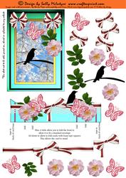 Totally 3D Card Blackbirds in a Garden