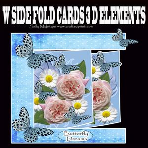 W Fold Roses ,daisies and Butterflies Butterfly Dreams