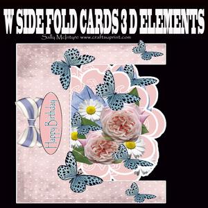 W Fold Beautiful Full Roses with Lace Daisys and Butterflie
