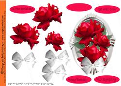 Silver Base Red Roses Decoupage and Bow