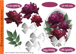 Silver Base Maroon Roses Decoupage and Bow
