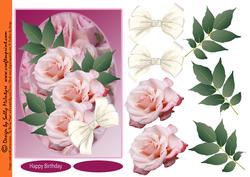 For a Special Lady Pink Roses and Bows Decoupage