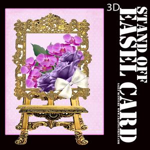 Stand Out Easel Card Purple Roses and Orchids 3D