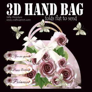 Special Handbag Shaped Card with Insert and 3D