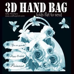 Azure Roses Handbag Card 3D Roses
