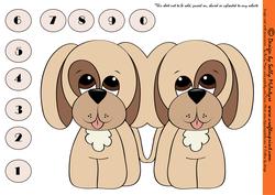 Dog Shaped Card with Numbers 0-9