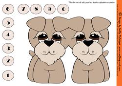 Schnauser Shaped Card with Numbers 0-9