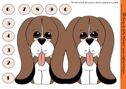 Bassethound Dog Shaped Card with Numbers 0-9