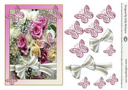 Pink Roses Butterflies and Bows