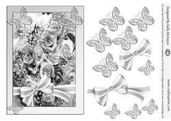 Black and White Roses Butterflies and Bows