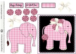 Elephant on Black 3D Bows and Flowers