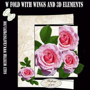 W Fold Pink Roses 2 Wings Easy to Make