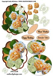 Apricot Bows and Roses 2 Card Sheet
