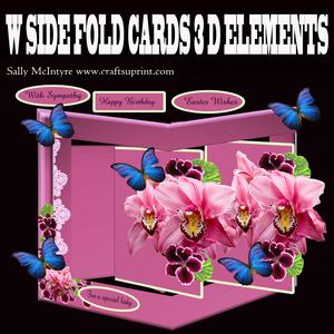 W Fold Pink Orchids Spectacular Card Multi Use