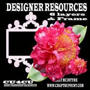 Designer Resource Hot Pink Ruffled Camelia