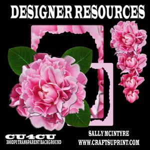 Triple Pink Rose 6 Layers 2 Frames and Background Png Desig