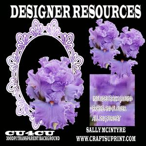 Lilac Bearded Iris Png 3 Layers ,frame and Background