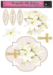 Religious Floral Card Gold Cross