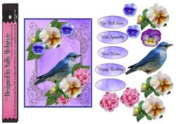 Blue Bird Multi Sentiment Peony and Pansy Lilac