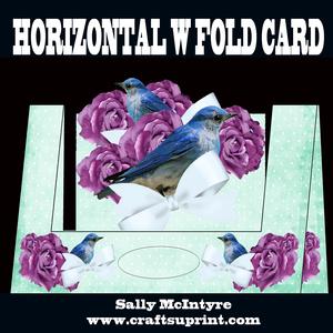 Horizontal W Fold Blue Birds and Roses