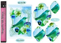 Green Bird Pansies Pyramid