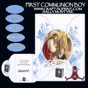 Religiousn First Communion Boy with Stand