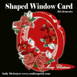 Shaped Window Card Poinsettia,lace and Bows with 3D Elements