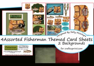 4 Assorted Fishermans Cards with 2 Backgrounds
