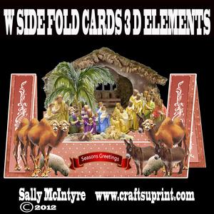 W Side Fold Nativity Dimensional Stunning Christmas Card