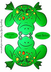 A Frog Comes a Walking Shaped Card Great for a Kids Birthday