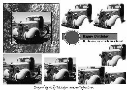 Happy Birthday Old Timer Black and White
