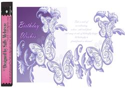Birthday Wishes Day Purple Butterflies Cut Away Card