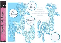 Butterfly Aqua Cut Away Card Multiple Greeting