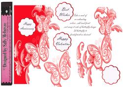 Butterfly Red Cut Away Card Multiple Greeting