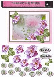 Magnolia 3D with Numbers for a Card Up to 100